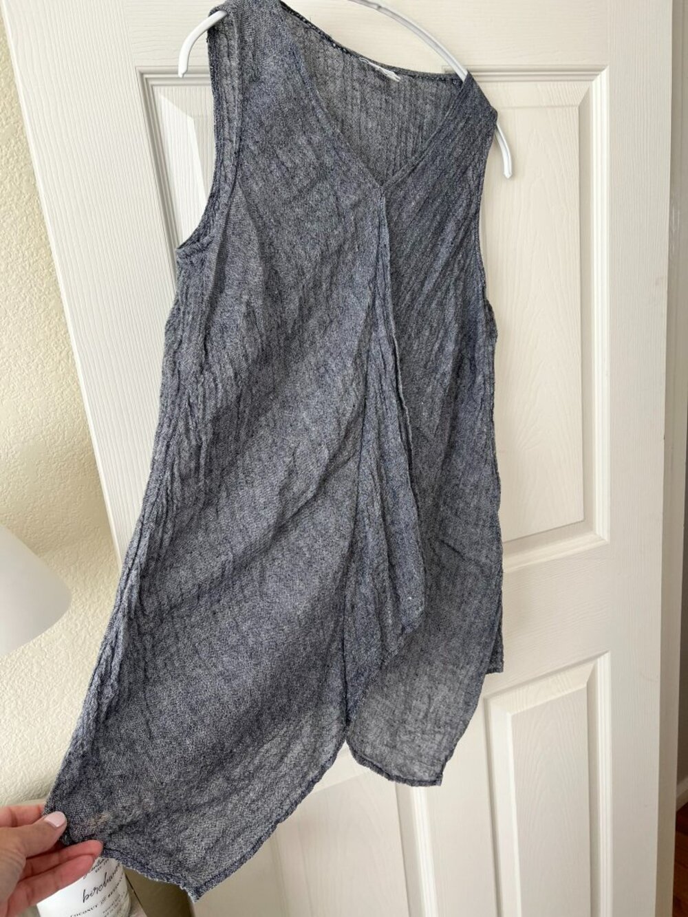 J Jill Pure Jill 💚 Linen Draped Tunic Top Gray Black Asymmetrical M